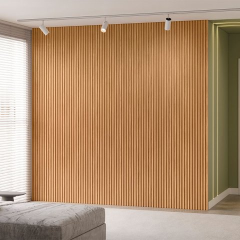 Painel Ripado Modular 2,50x2,58cm (6,45m²) Marrom/Nature Fosco Linea Brasil