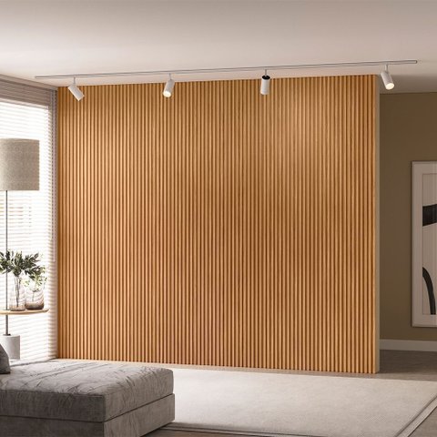 Painel Ripado Modular 2,50x2,97cm (7,43m²) Marrom/Nature Fosco Linea Brasil