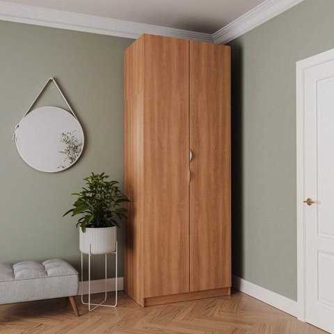Guarda Roupa Planejado 2 Portas com Cabideiro 2 Gavetas Hera CabeCasa MadeiraOriginals Branco/Louro