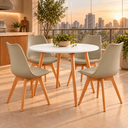 Ver imagem 2 de Conjunto Mesa de Jantar Redonda 90 cm com 4 Cadeiras Saarinen - Nude