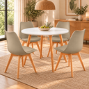 Ver imagem 5 de Conjunto Mesa de Jantar Redonda 90 cm com 4 Cadeiras Saarinen - Nude