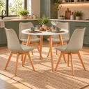 Ver imagem 3 de Conjunto Mesa de Jantar Redonda 90 cm com 4 Cadeiras Saarinen - Nude
