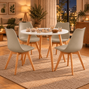Ver imagem 6 de Conjunto Mesa de Jantar Redonda 90 cm com 4 Cadeiras Saarinen - Nude