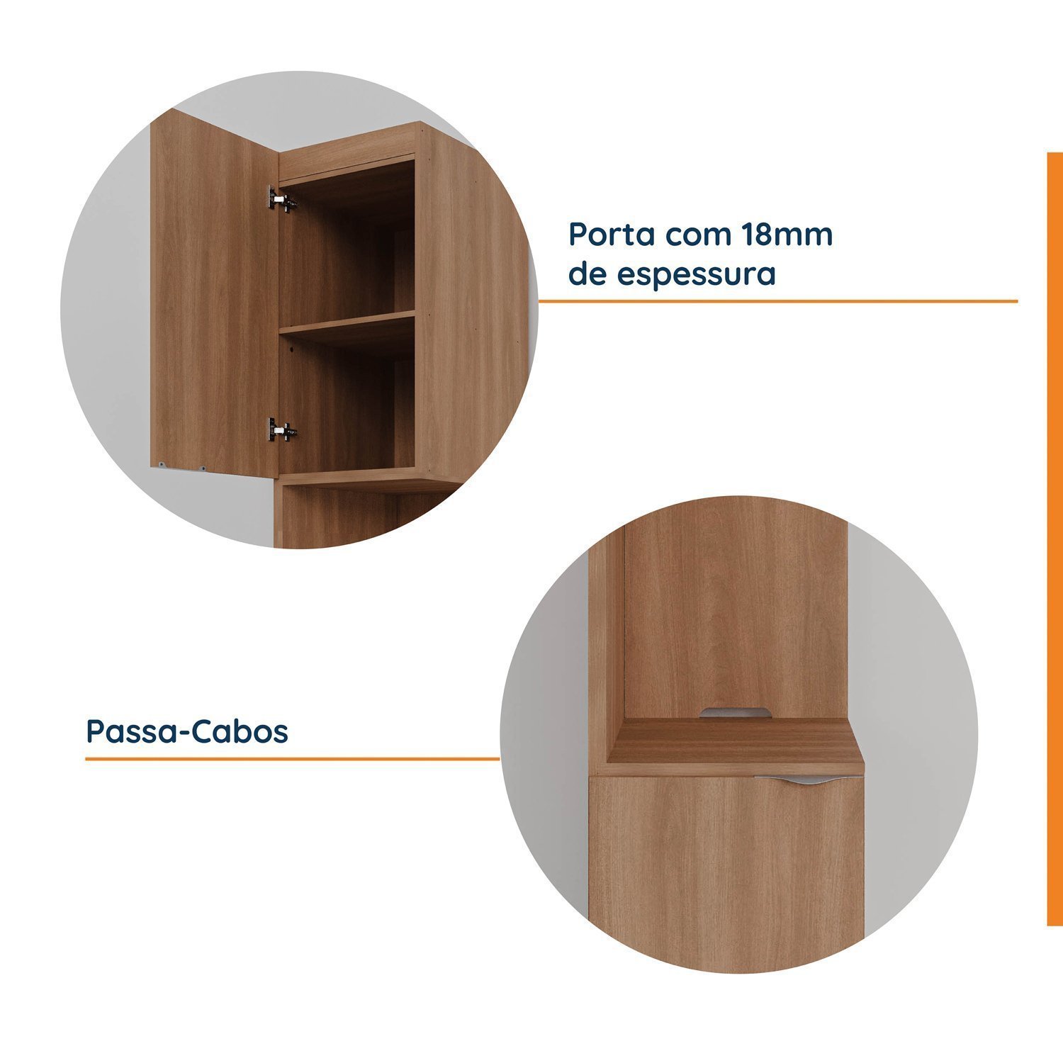 Mesa de Cabeceira Modular Direita 2 Portas 1 Gaveta Hera CabeCasa MadeiraMadeira - 6