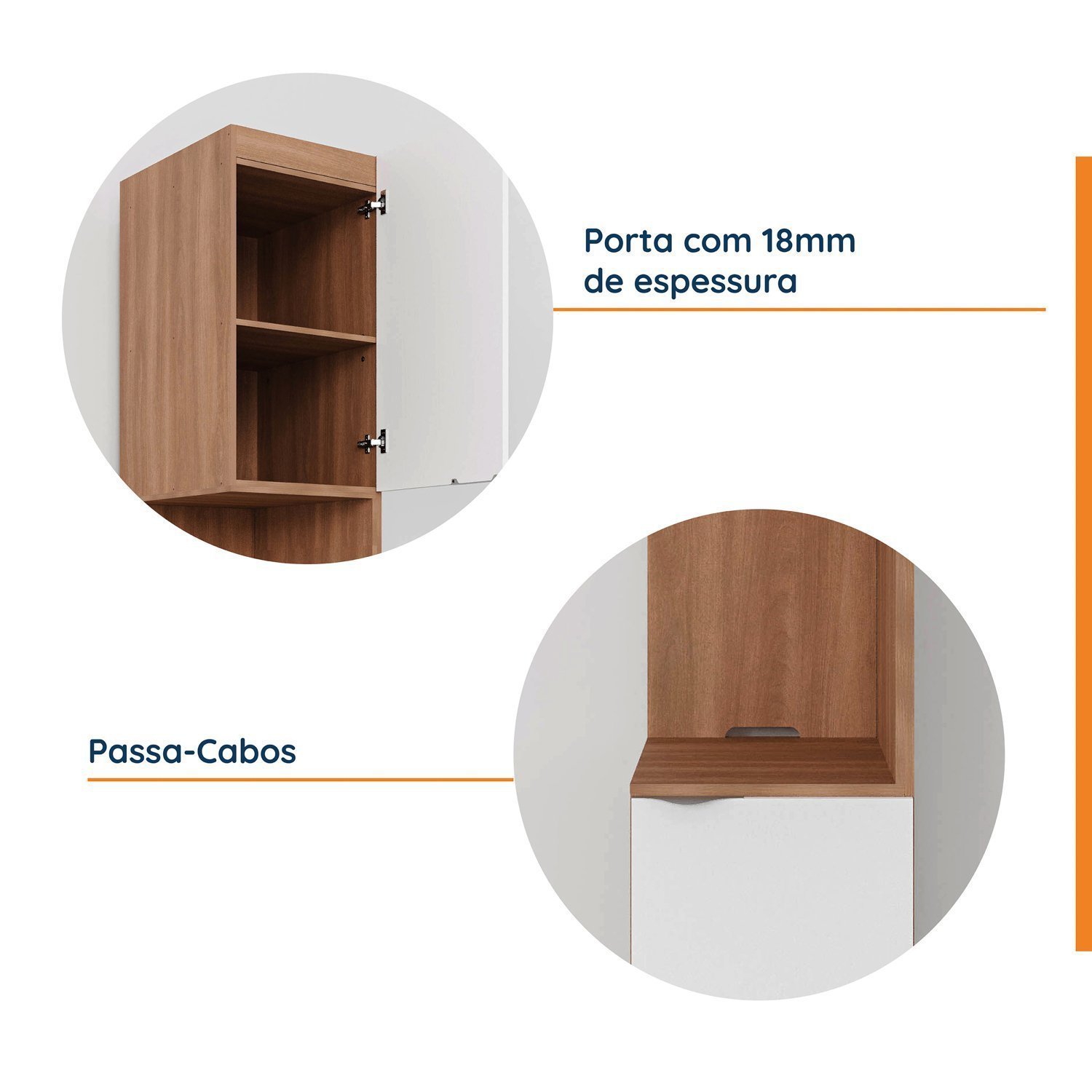 Mesa de Cabeceira Modular Direita 2 Portas 1 Gaveta Hera CabeCasa MadeiraMadeira - 6