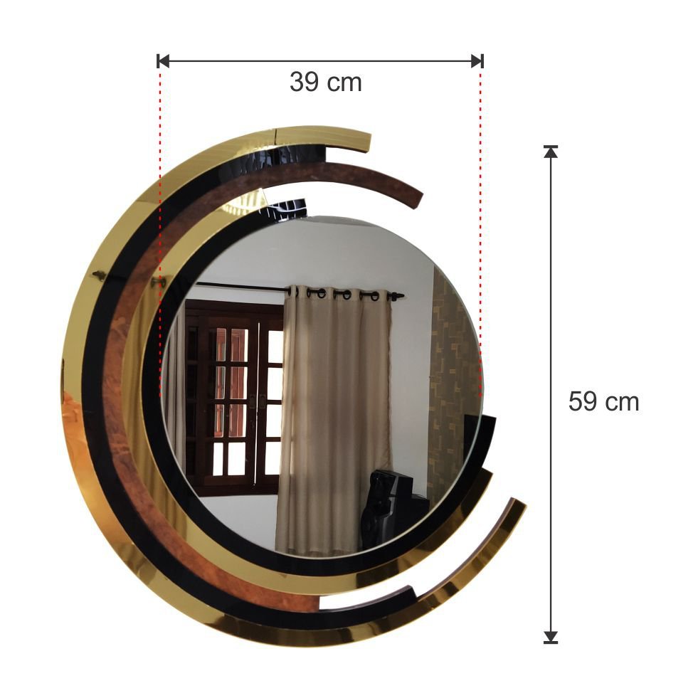 Espelho decorativo de parede redondo com moldura Premium Santorini Preto - 4