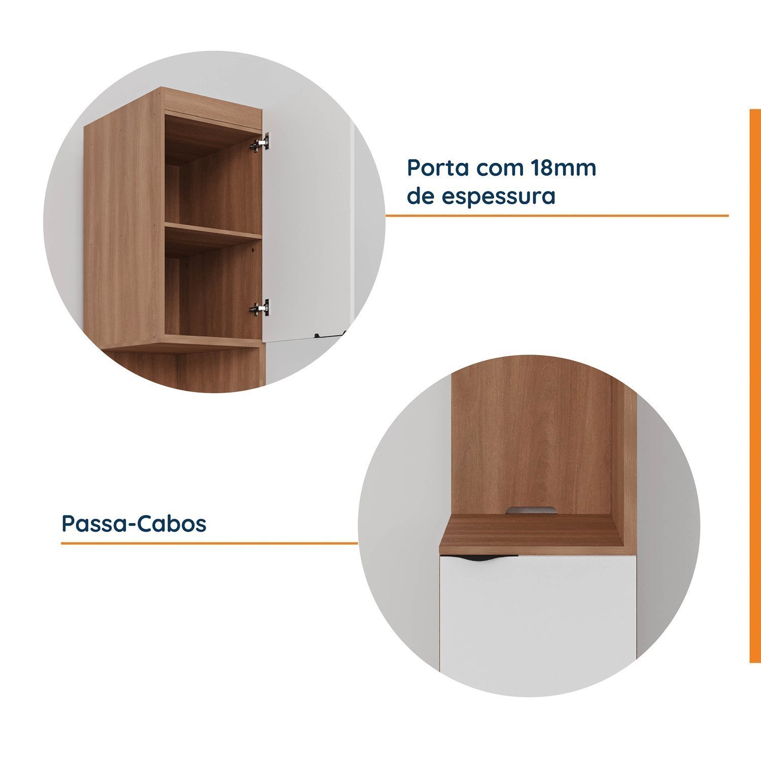 Mesa de Cabeceira Modular Direita 2 Portas 1 Gaveta Hera CabeCasa MadeiraMadeira - 6