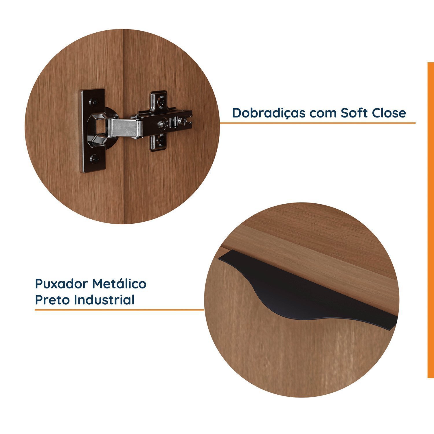 Mesa de Cabeceira Modular Direita 2 Portas 1 Gaveta Hera CabeCasa MadeiraMadeira - 5