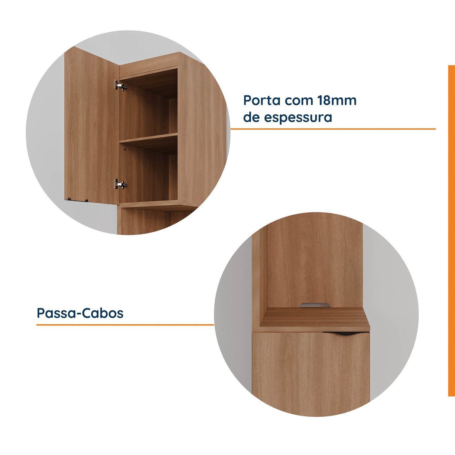 Mesa de Cabeceira Modular Direita 2 Portas 1 Gaveta Hera CabeCasa MadeiraMadeira - 6