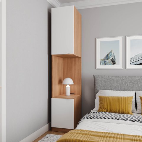 Mesa de Cabeceira Modular Esquerda 2 Portas 1 Gaveta Hera CabeCasa MadeiraOriginals