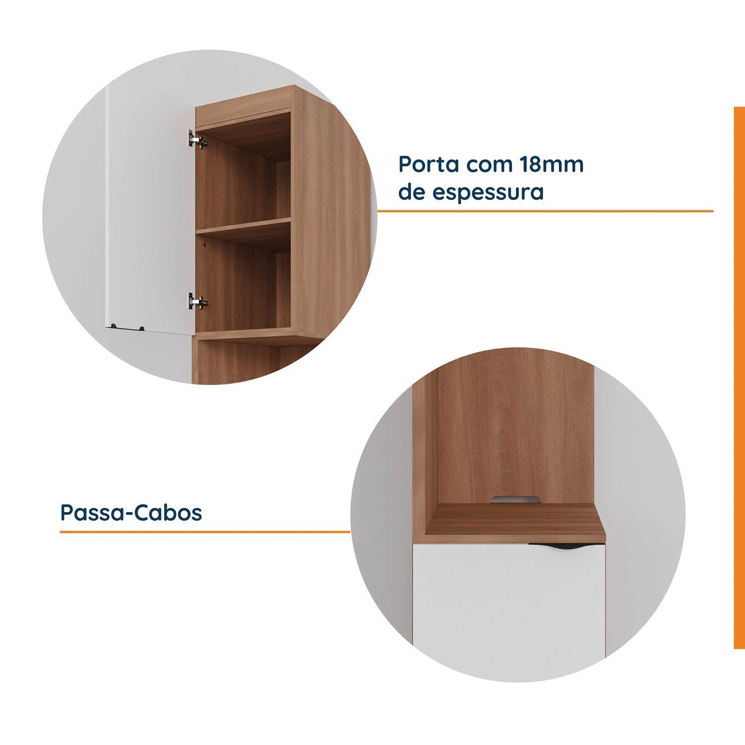 Mesa de Cabeceira Modular Esquerda 2 Portas 1 Gaveta Hera CabeCasa MadeiraMadeira - 6