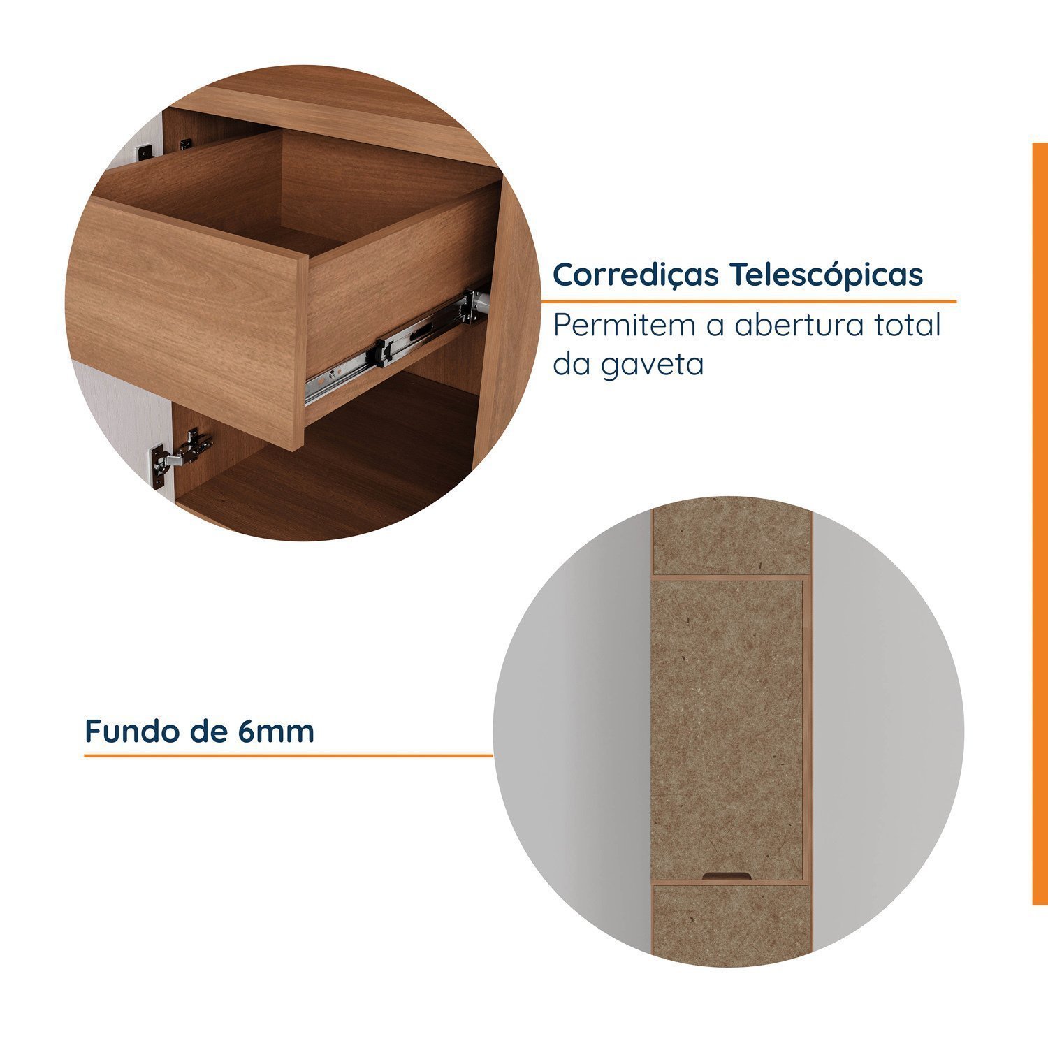 Mesa de Cabeceira Modular Esquerda 2 Portas 1 Gaveta Hera CabeCasa MadeiraMadeira - 7