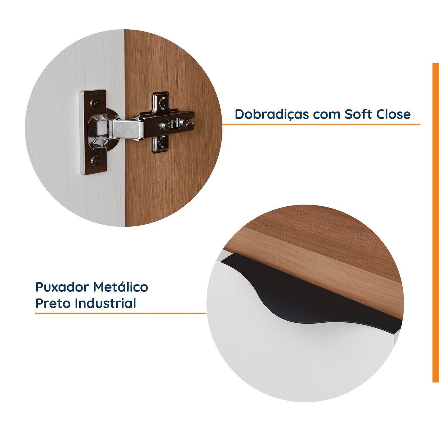 Mesa de Cabeceira Modular Esquerda 2 Portas 1 Gaveta Hera CabeCasa MadeiraMadeira - 5