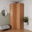 Ver imagem 1 de Guarda Roupa de Canto Reto Planejado com 3 Prateleiras 2 Gavetas Hera CabeCasa MadeiraOriginals Marrom/Louro