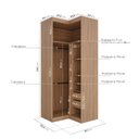 Ver imagem 3 de Guarda Roupa de Canto Reto Planejado com 3 Prateleiras 2 Gavetas Hera CabeCasa MadeiraOriginals Marrom/Louro