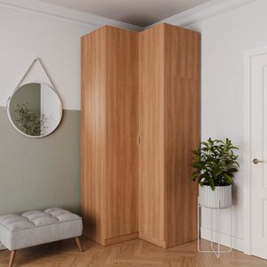 Guarda Roupa de Canto Reto Modular com 3 Prateleiras 2 Gavetas Hera CabeCasa MadeiraOriginals