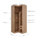 Ver imagem 4 de Guarda Roupa de Canto Reto Planejado com 3 Prateleiras 2 Gavetas Hera CabeCasa MadeiraOriginals Marrom/Louro/Algodão