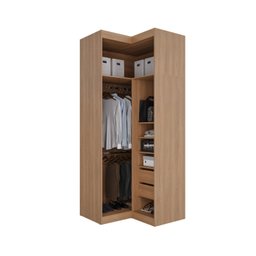 Guarda Roupa de Canto Reto Modular com 3 Prateleiras 2 Gavetas Hera CabeCasa MadeiraMadeira - 16