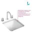 Ver imagem 6 de Kit Cuba de Embutir Quadrada L415 para Banheiro + Válvula + Sifão Cromado- Deca