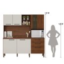 Ver imagem 4 de Armário de Cozinha Compacta 7 Portas 2 Gavetas Mega - Nogueira/off White/ripado