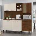 Ver imagem 1 de Armário de Cozinha Compacta 7 Portas 2 Gavetas Mega - Nogueira/off White/ripado