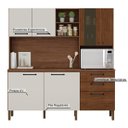 Ver imagem 5 de Armário de Cozinha Compacta 7 Portas 2 Gavetas Mega - Nogueira/off White/ripado