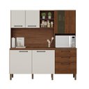 Ver imagem 7 de Armário de Cozinha Compacta 7 Portas 2 Gavetas Mega - Nogueira/off White/ripado