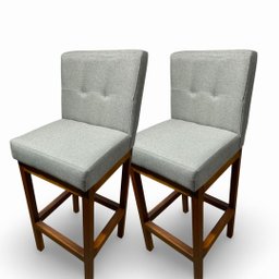 Kit 02 Banquetas Alta com Encosto Anatomico Tokio Linho Cinza Médio - G2home - 1
