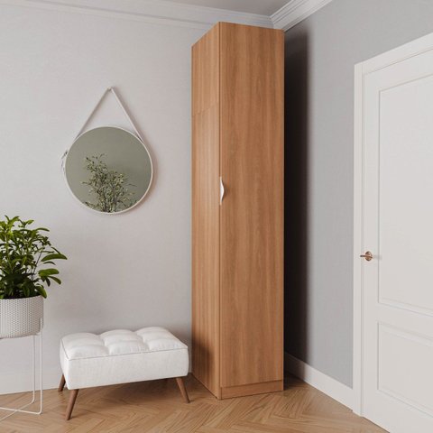 Guarda Roupa Planejado 1 Porta com 6 Prateleiras Hera CabeCasa MadeiraOriginals Branco/Louro