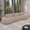 Ver imagem 1 de Sofá Sala de Estar Modulado França 326cm Encosto Articulável com Almofadas Veludo Bege G45 - Gran Be