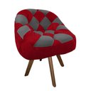 Ver imagem 2 de Poltrona Paloma Escritório Sala Giratória Madeira Suede Vermelho e Suede Grafite - Dominic Decor