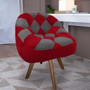 Ver imagem 1 de Poltrona Paloma Escritório Sala Giratória Madeira Suede Vermelho e Suede Grafite - Dominic Decor