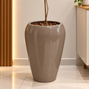 Ver imagem 2 de Vaso Fibra de Vidro Cachepot 46cm Vietnamita Decorativo Sala Plantas Amêndoa