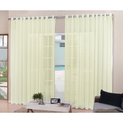 cortina para sala quarto voal liso palha 2,00x1,80