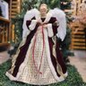 Anjo Decorativo Natal Ponteira Árvore Veludo Vinho e Dourado Luxo 60cm - Noel Decor - 4