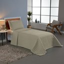 Ver imagem 2 de Kit Cobre Leito Colcha Bellini Solteiro Dupla Face Percal 300 Fios Textura Matelassê 2 Peças - Cáqui