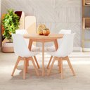 Ver imagem 1 de Conjunto Mesa de Jantar Redonda Vértice 105cm Natural com 4 Cadeiras Leda em Madeira Maciça -
