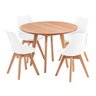 Conjunto Mesa de Jantar Redonda Vértice 105cm Natural com 4 Cadeiras Leda em Madeira Maciça - - 2