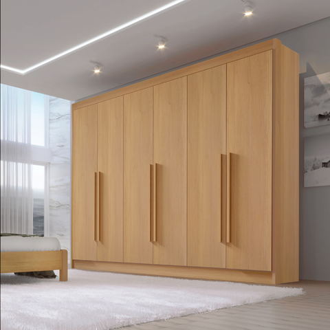 Guarda Roupa Casal 6 Portas 6 Gavetas e 1 Gaveta com Chave Dobradiça Slow Zeus Plus Marrom/Cinamomo