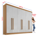 Ver imagem 4 de Guarda Roupa Casal 6 Portas 6 Gavetas e 1 Gaveta com Chave Dobradiça Slow Zeus Plus Marrom/Cinamomo/Off White