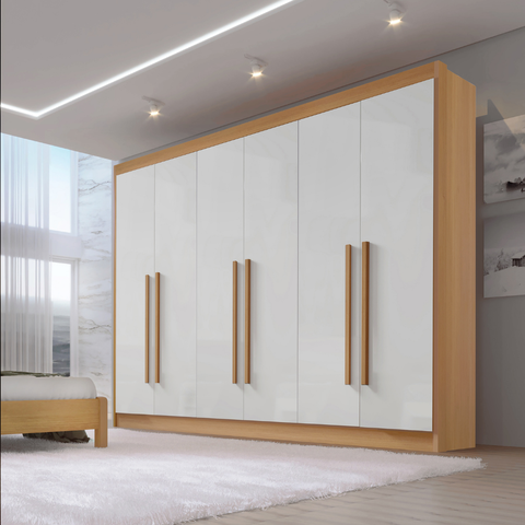Guarda Roupa Casal 6 Portas 6 Gavetas e 1 Gaveta com Chave Dobradiça Slow Zeus Plus