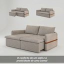 Ver imagem 5 de Sofá Cama Retrátil Renno D28 com Detalhe em Couro:Suede Capuccino/220cm