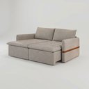 Ver imagem 2 de Sofá Cama Retrátil Renno D28 com Detalhe em Couro:Suede Capuccino/220cm