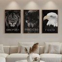 Ver imagem 5 de Kit 3 Quadros Disciplina Execução Foco Motivação Moldura:tabaco