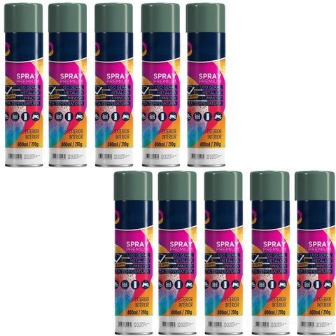 Tinta Spray 400ml Verde Escuro Uso Geral em Aço Ferro Gesso Cerâmica Couro | Universo | Kit 10 Un