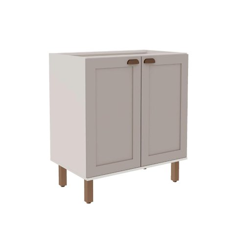 Balcão com 2 Portas 80cm para Cozinha Modulada Provençal Mdf Cor:fendi com Branco