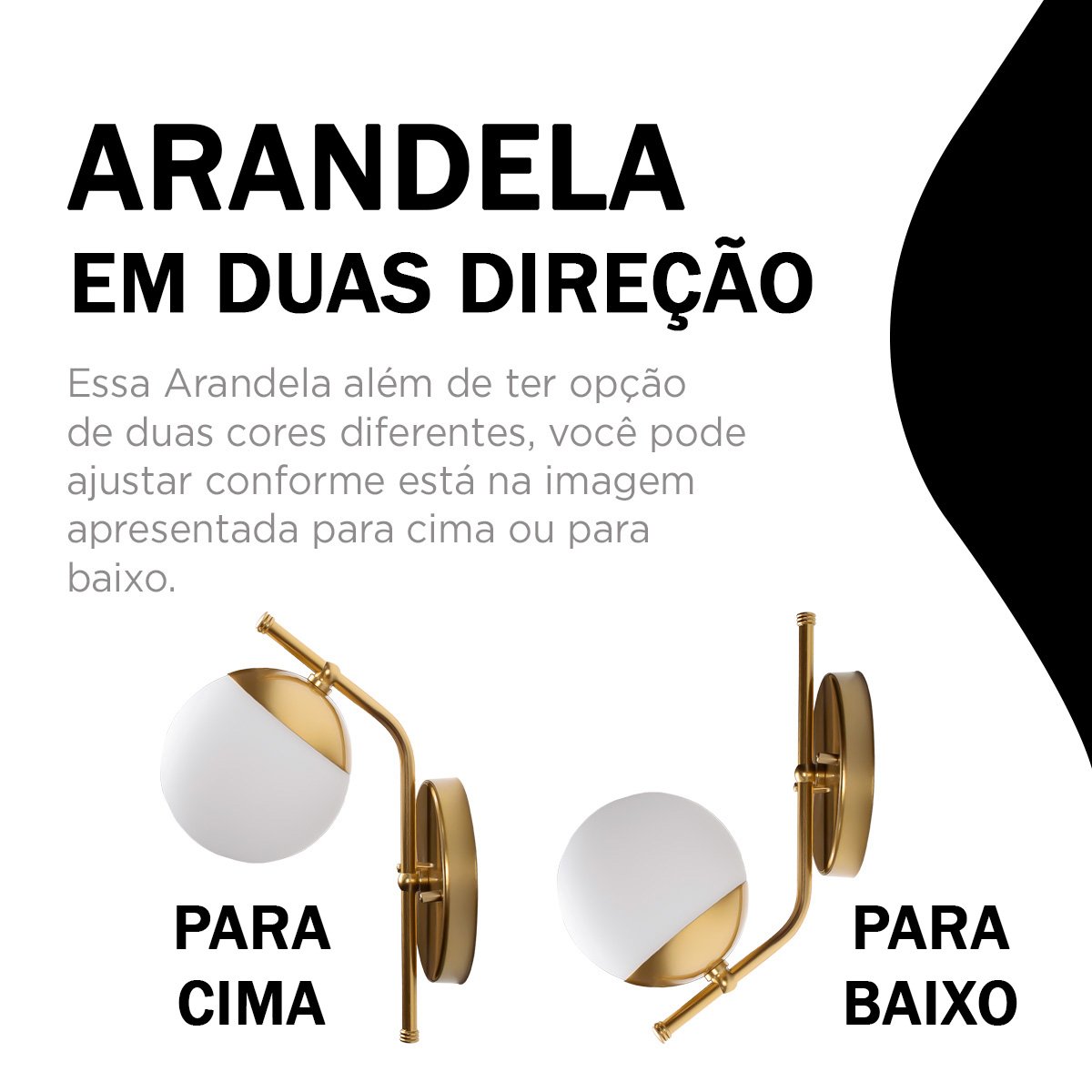 Arandela de Parede Dourado em Aluminio Inclinada com Vidro Globo Fosco 12cm Soquete G9 Tensao Bivolt - 5