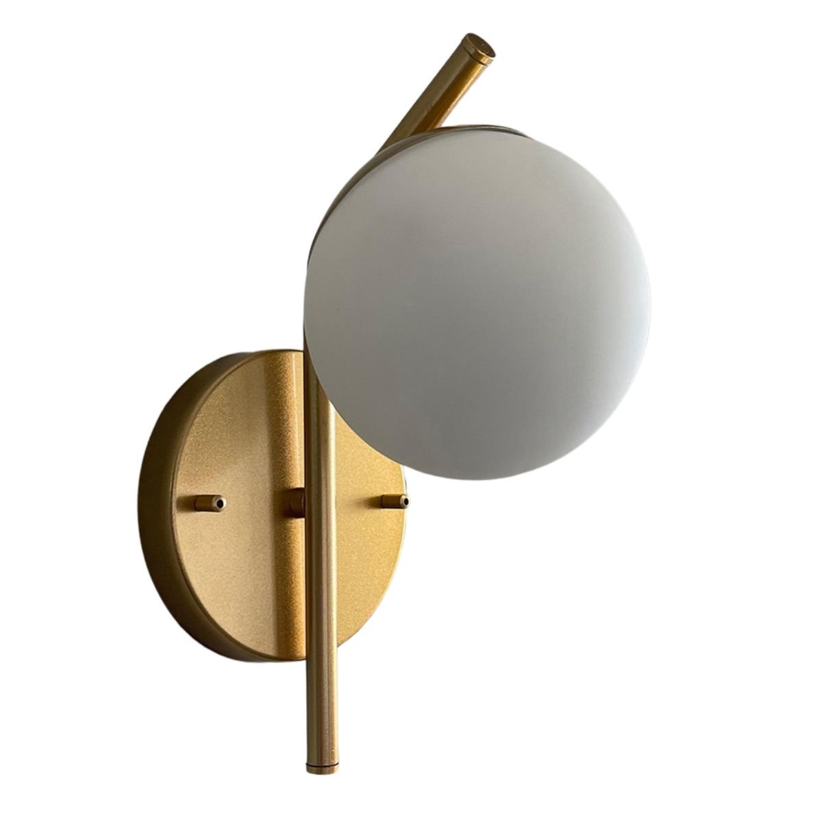 Arandela de Parede Dourado em Aluminio Inclinada com Vidro Globo Fosco 12cm Soquete G9 Tensao Bivolt - 2