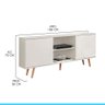 Rack Aparador Sala Tv 65 Pol 180x79cm Mdp Branco Menu Móveis Branco - 3