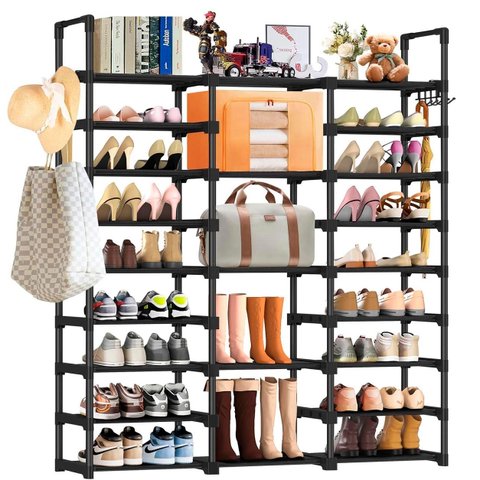 Sapateira Modular 9 Níveis para até 55 Pares com Estrutura Metálica Preta